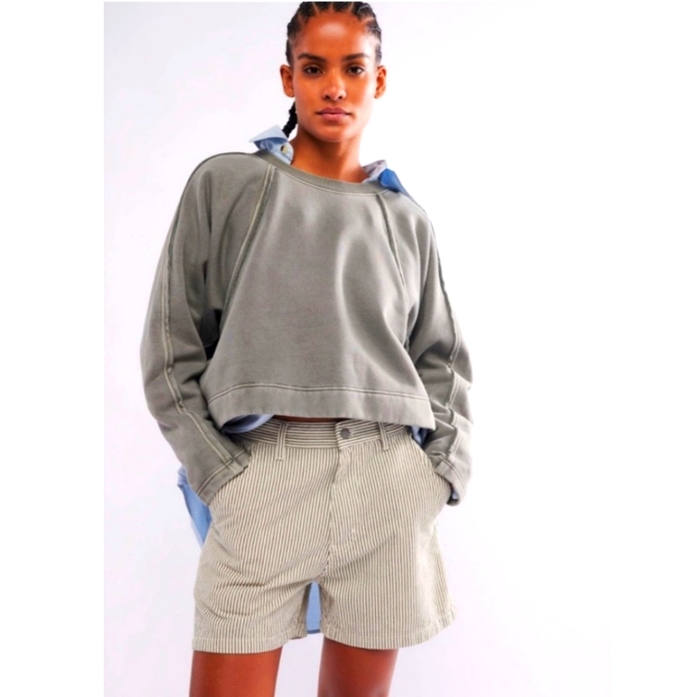 NWOT FREE PEOPLE Francis Pullover Gray Crew - L